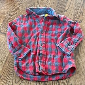 Cozy Red and Gray Plaid Kids Button Down Shirt